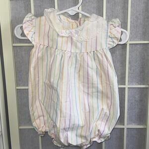 Vintage Health-Tex  Baby Bubble Retro Vibrant Colors Striped 9 Months Health Tex
